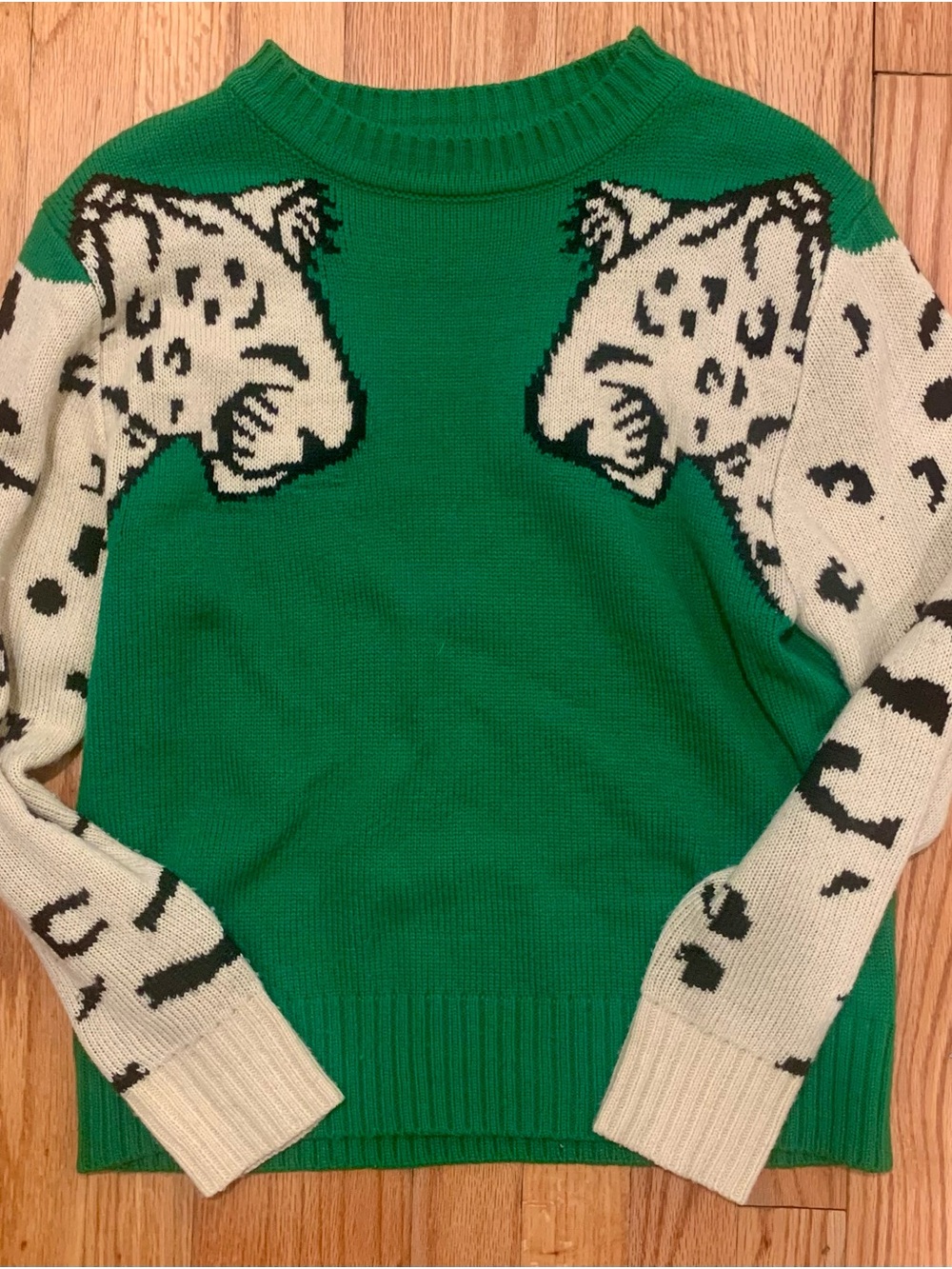 Green Animal-Pattern Crewneck Sweater - Women